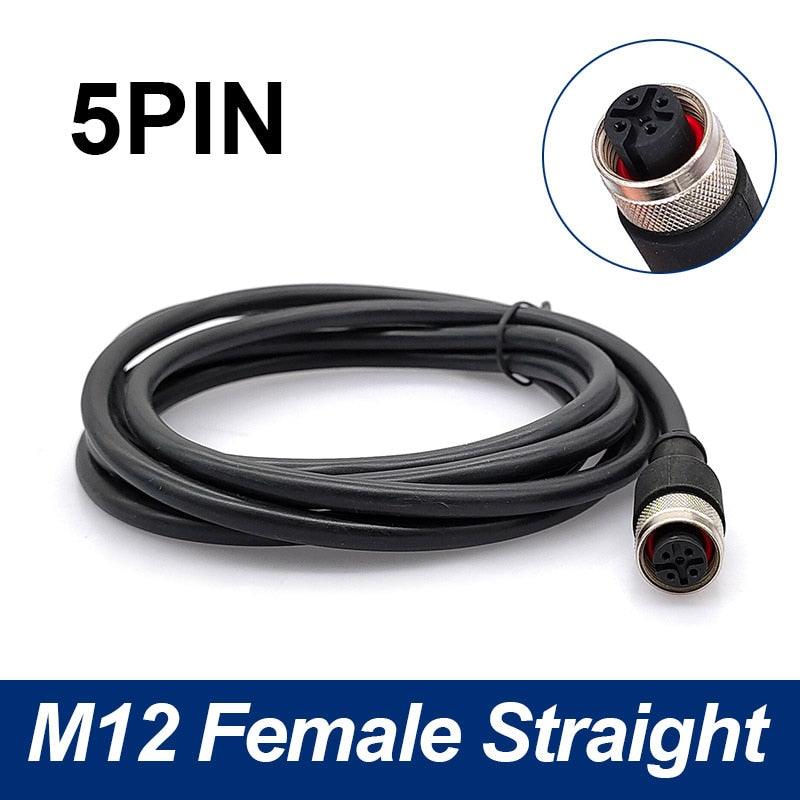 Sensor Connector line M12 Waterproof plug Male Female Angle Straight 4 5 8Pin +2m PVC line.