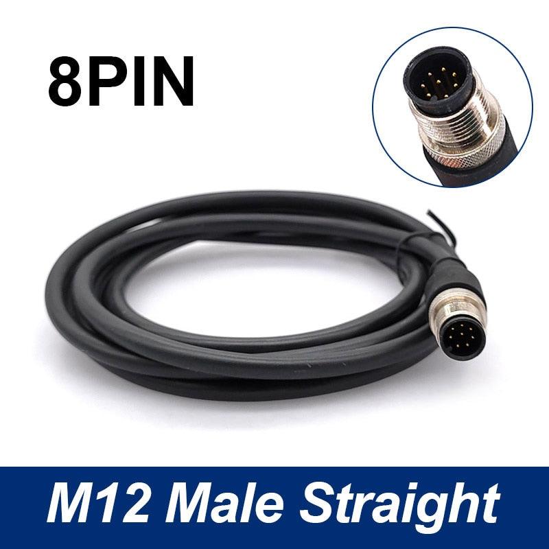 Sensor Connector line M12 Waterproof plug Male Female Angle Straight 4 5 8Pin +2m PVC line.