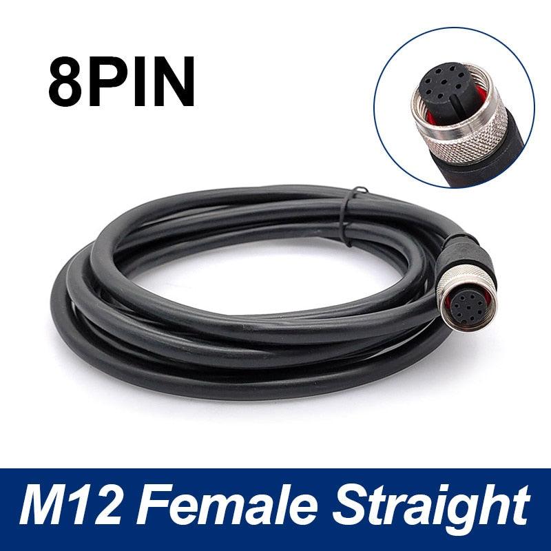 Sensor Connector line M12 Waterproof plug Male Female Angle Straight 4 5 8Pin +2m PVC line.