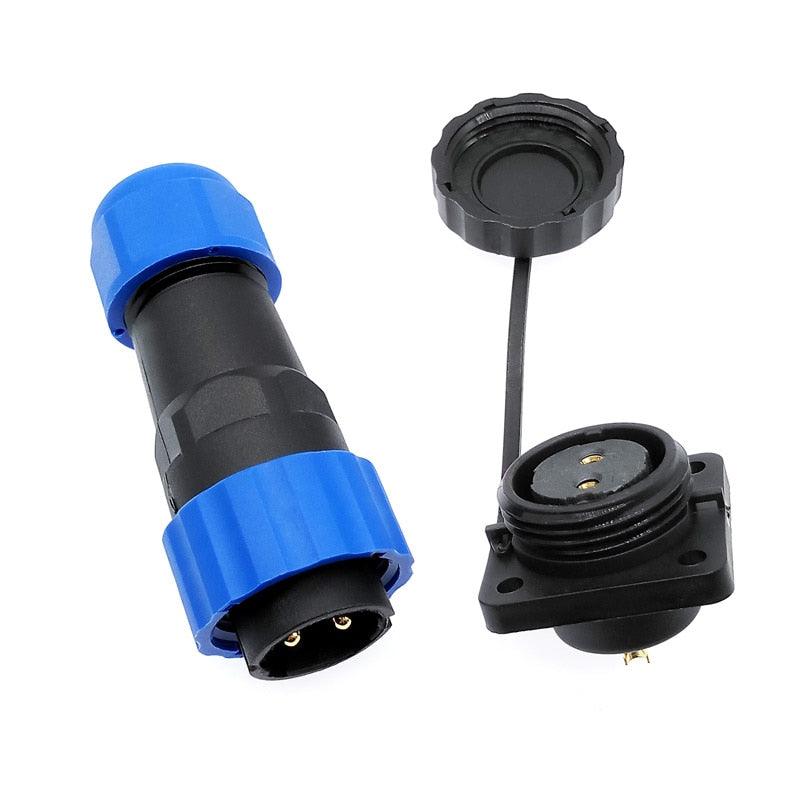 SP20 waterproof connector plug and socket with flange 4 hole IP68 1 pin 2 pin 3/4/5/6/7/8/9/10/12/14Pin.
