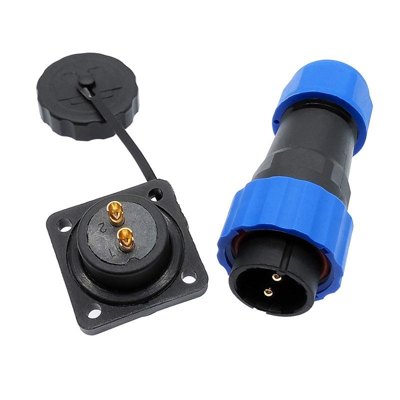SP20 waterproof connector plug and socket with flange 4 hole IP68 1 pin 2 pin 3/4/5/6/7/8/9/10/12/14Pin.