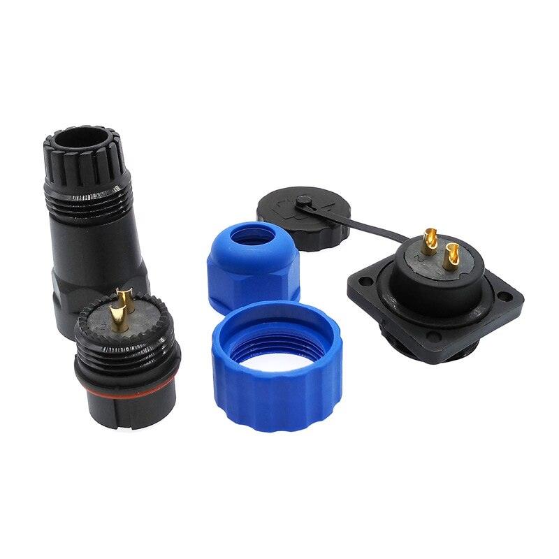 SP20 waterproof connector plug and socket with flange 4 hole IP68 1 pin 2 pin 3/4/5/6/7/8/9/10/12/14Pin.