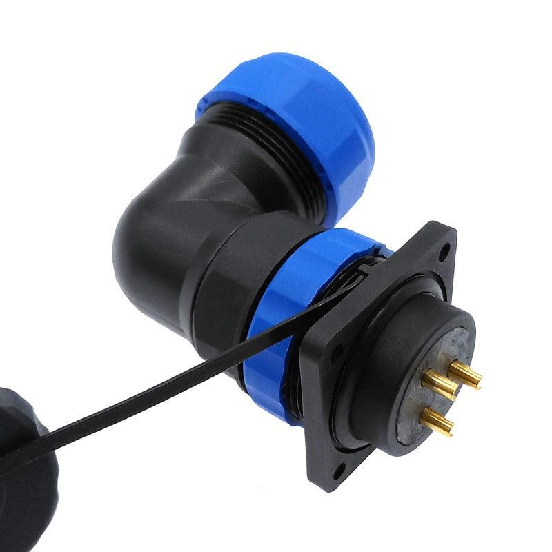 SP28 corrugated pipe waterproof connector IP68 angle connectors 2pin 3/4/5/6/7/9/10/12/14/16/19/22/24/26Pin 90 degree elbow.