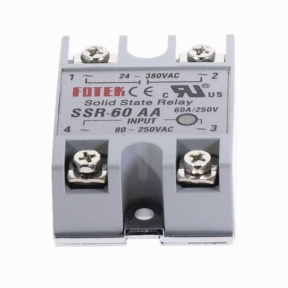 SSR-60AA 60A Solid State Relay Module 80-250V AC Input 24-380VAC.