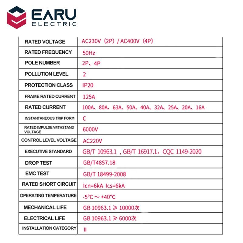 TUYA 1-4P 10-100A 220V Smart WIFI Circuit Breaker Switch Power Energy Consumption kWh Meter Voltmeter Ammeter Voltage Monitor.