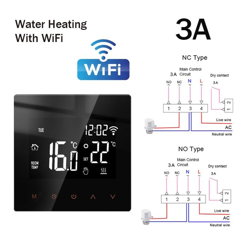 Tuya WiFi Smart Thermostat Electric Floor Heating TRV Water Gas Boiler Temperature Voice Remote Controller for Google Home Alexa.