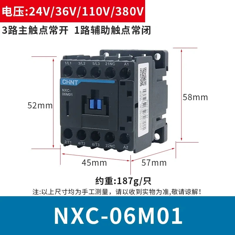 chint nxc-m mini contactor,nxc-06m01 small ac magnetic contactor,6a 1nc auxiliary contactor
