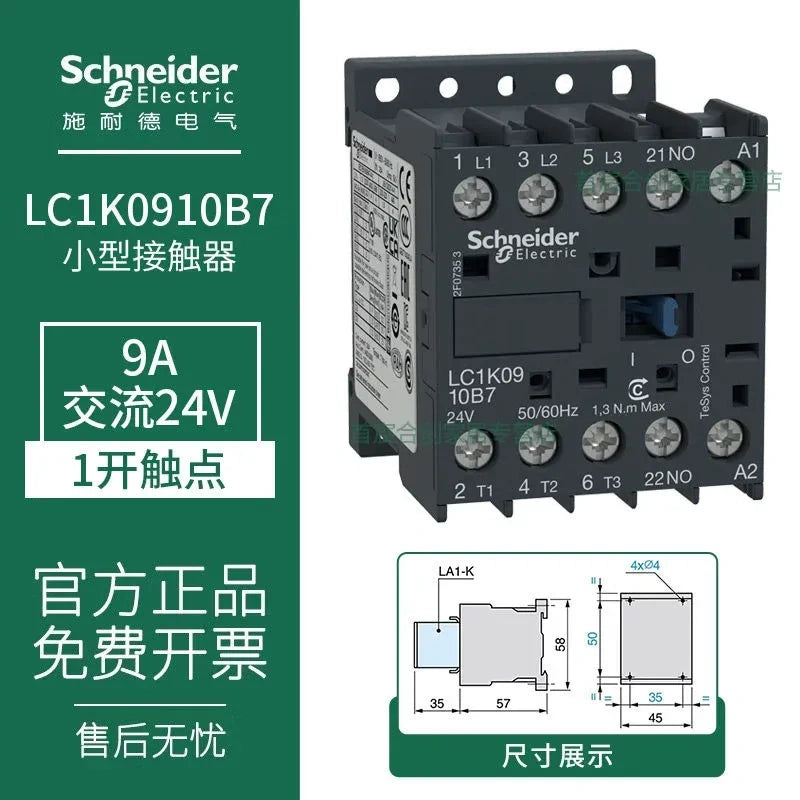 Schneider Contactor LC1K0910B7 9A AC24V Contactor, 1NO LP1K Contactor 