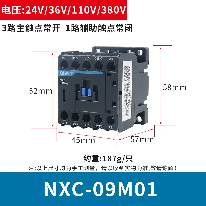 chint nxc-m mini contactor,nxc-09m01 small ac magnetic contactor,9a 1nc auxiliary contactor