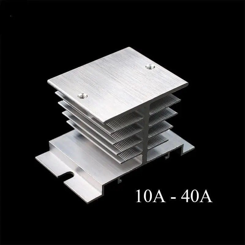 1 pcs New Aluminum Fins Single Phase Solid State Relay SSR 10A to 40A Aluminum Heat Sink Dissipation Radiator Newest  Rail Mount - electrical center b2c