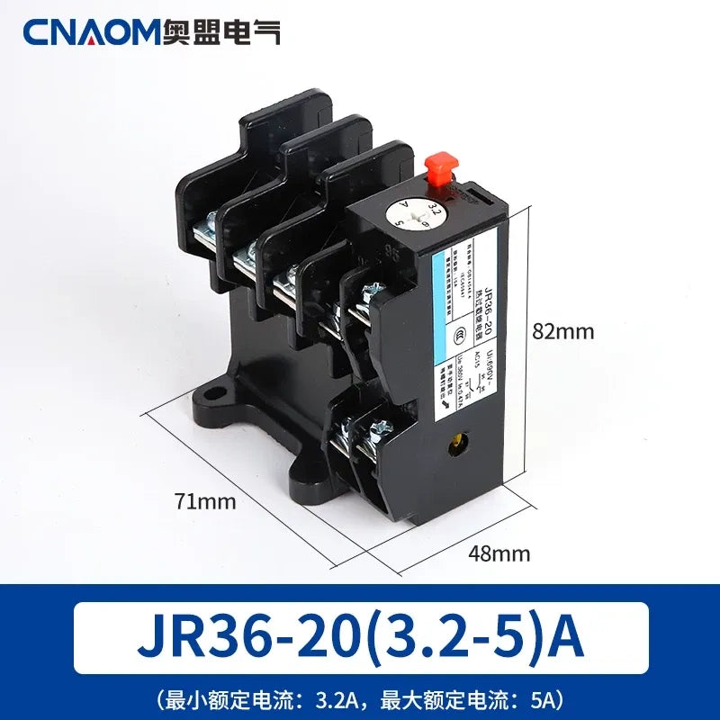 JR36 thermal overload relay, motor overload protector, phase loss protection relay,JR36-20 3.2-5a