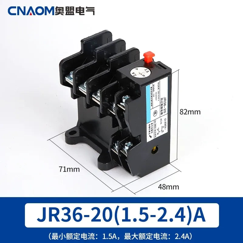 JR36 thermal overload relay, motor overload protector, phase loss protection relay,JR36-20 1.5-2.4a