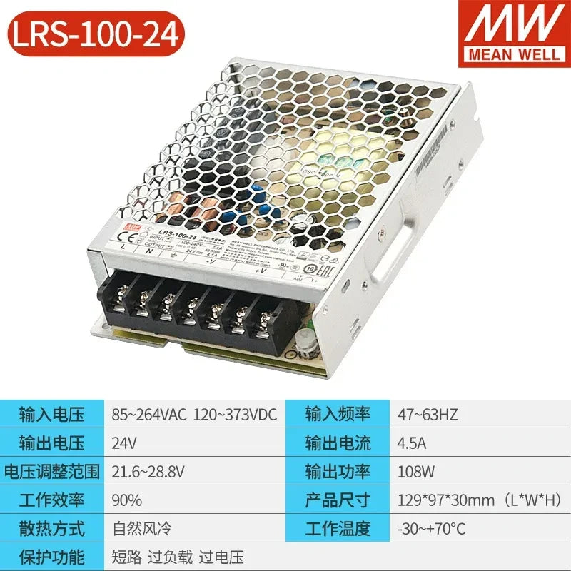 Mean Well LRS power supply, LRS-100-24, slim power supply, industrial power supply, LED strip power supply