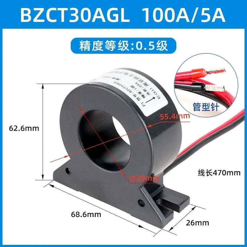 BZCT30AL current transformer, through core CT, energy meter current transformer, 100/5A CT, 0.5 class current transformer, 