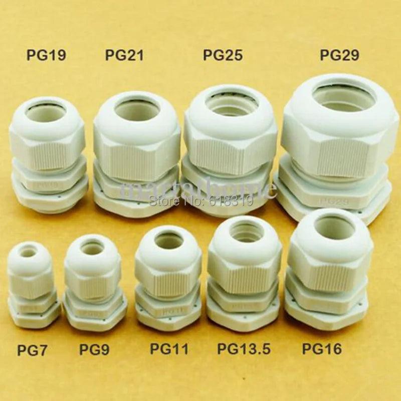 100pcs/lot PG13.5 Cable Gland IP68 Waterproof Connector Diameter 3-6.5mm Nylon Plastic Wire Glands