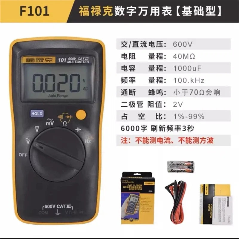 Fluke Multimeter FLUKE F101  True RMS Electrical Tester, AC DC Voltmeter Ammeter Ohmmeter for Industrial, HVAC, and Home Use