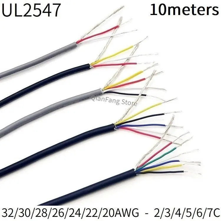 10M Shielded Wire 32 30 28 26 24 22 20 AWG Channel Audio 2 3 4 5 6 7 Core Headphone Line PVC Copper Signal Control Cable UL2547 - electrical center b2c