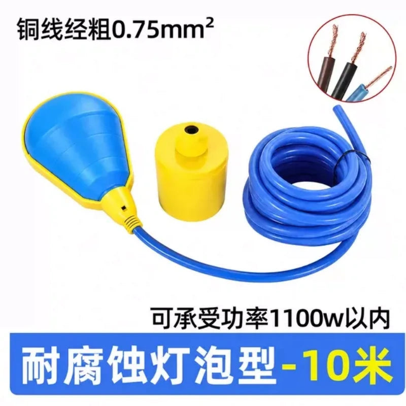 YT‑221,float switch,water drop float switch,liquid level switch,sump pump float switch,IP65 float sensor with 10m Silicone Corrosion‑Resistant Cable for Sewage & High‑Temperature Water Tank
