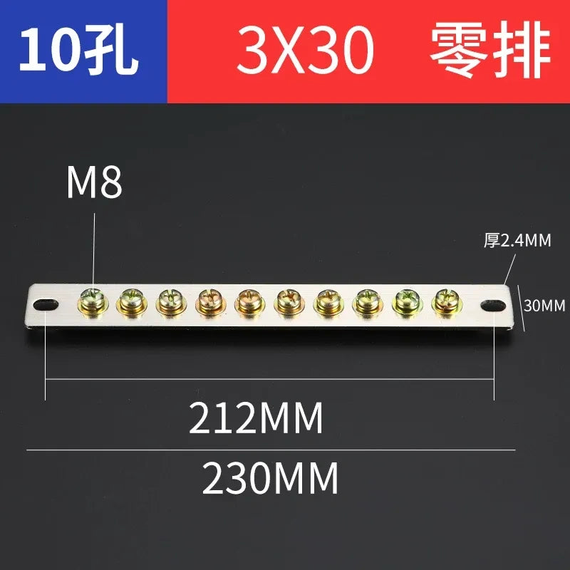 terminal block,10 hole 3x30 neutral zero bar,bulk distribution terminal block for industrial cabinet,electrical cabinet wiring terminal