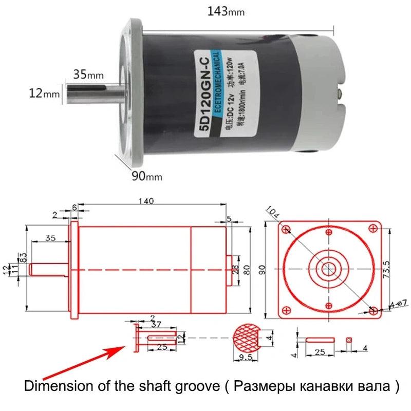 120W DC Permanent Magnet Motor High Speed 12V 24V 1800RPM 3000RPM High Torque Forward Reverse Adjustable Motor Automated Control