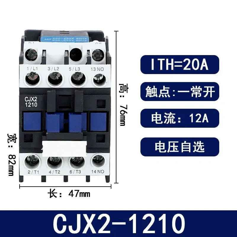 CJX2-121012a  contactor, 1no single phase contactor, CJX2 upgrade version, power switching contactor, 50‑60Hz contactor