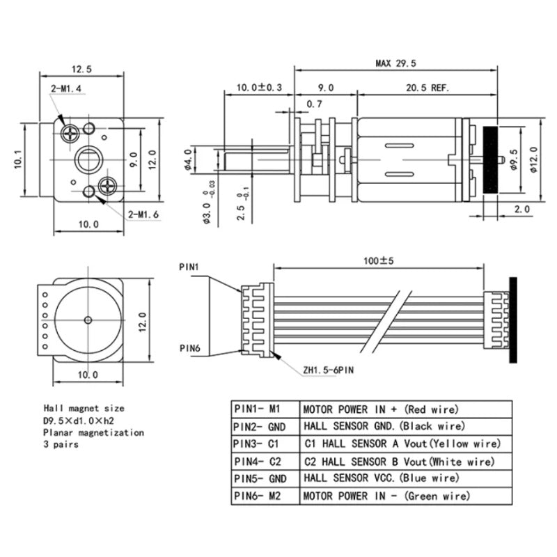 n20 encoder motor, chf-gm12-n20, dc gear motor with hall encoder, 3-wire encoder motor, 3v 6v 12v micro motor, 1:50 gear ratio motor, smart balance car motor, line tracking robot motor, miniature dc motor, ab phase encoder motor, robotics encoder motor, camera jib motor, compact gear motor, chiHai motor