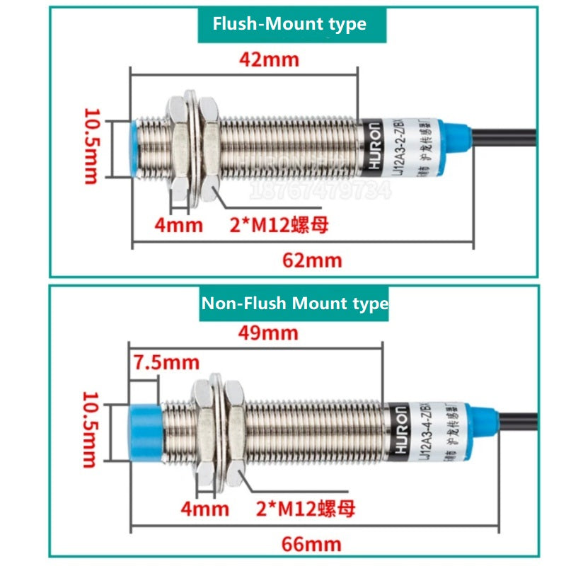 LJ12A3 proximity sensor, M12 inductive switch, LJ12A3-4-Z/BX, NPN proximity switch, PNP proximity sensor, 24V metal detector, NO NC proximity switch, flush mount sensor, non-flush proximity switch, 2-wire proximity switch, 3-wire proximity sensor, industrial automation sensor, waterproof proximity switch, HURON proximity sensor