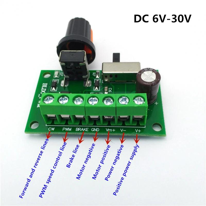 12V 24V DC Brushless Motor Controller BLDC 6V-30V 3A 90W Electric Motors PWM Speed Brake Reversed CW CCW Mini Regulator Engine