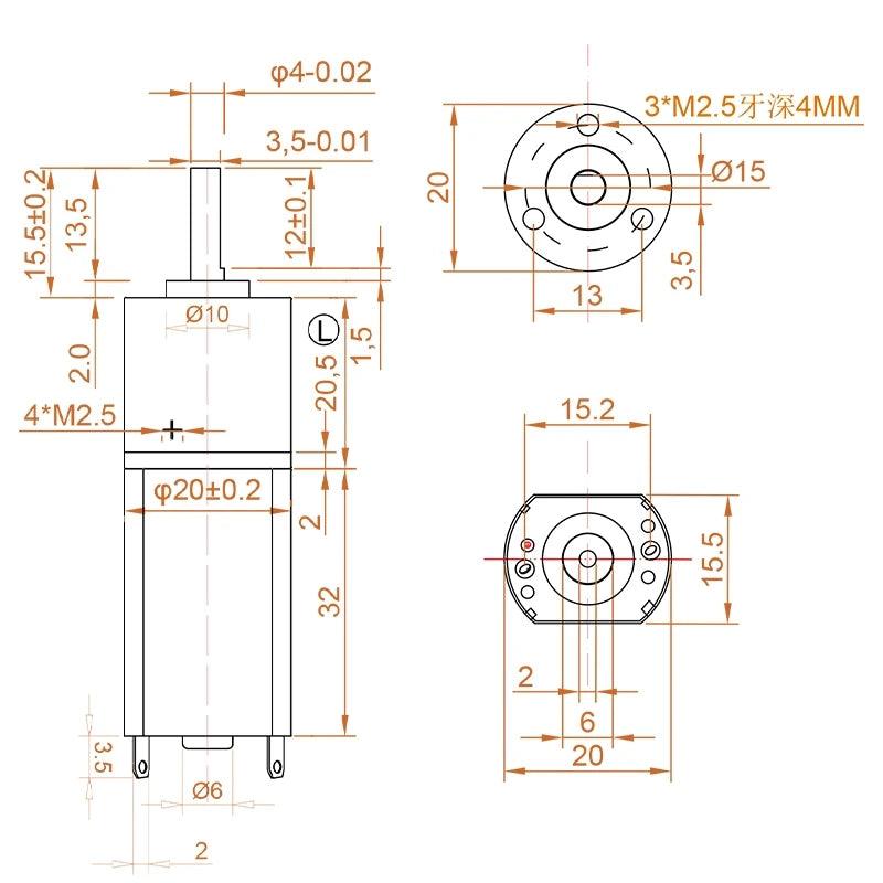 12V 24V DC Planetary Gear Motor High Torque Reducer Speed 11rpm-2268rpm PWM Controller Forward Reverse Motor Engine GA20Y-180