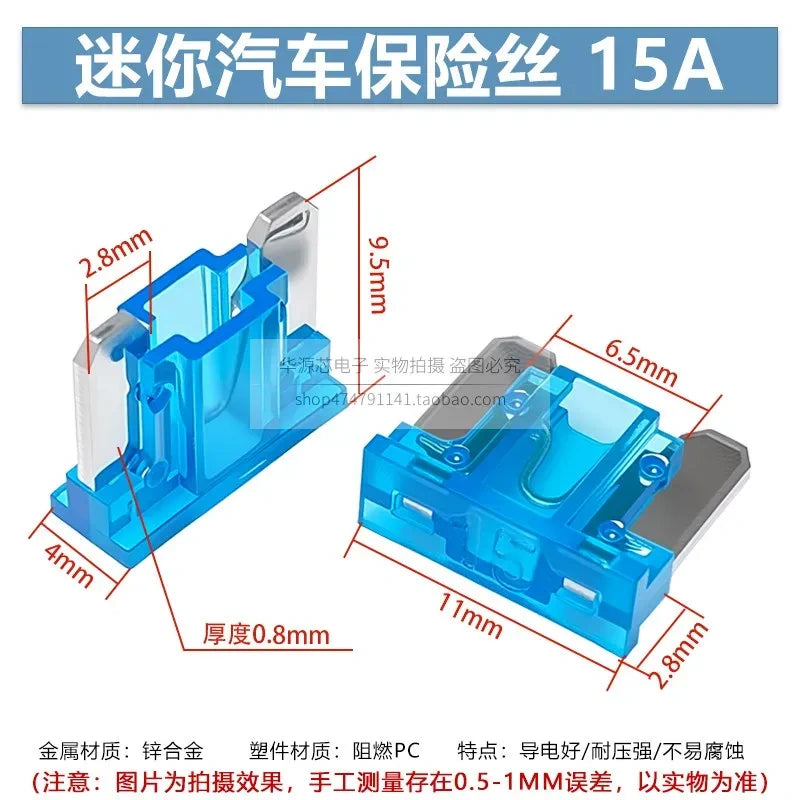 Micro Blade Fuse Set,  15a 32V DC Automotive Fuse for Car, Motorcycle, Electric Bike