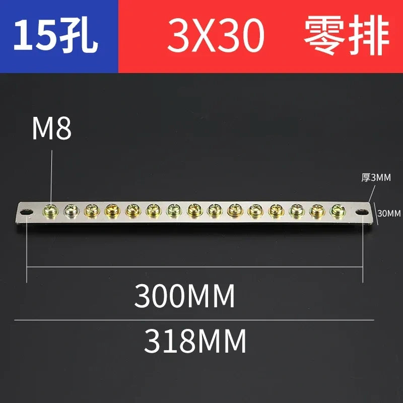 terminal block,15 hole 3x30 neutral zero bar,bulk distribution terminal block for industrial cabinet,electrical cabinet wiring terminal
