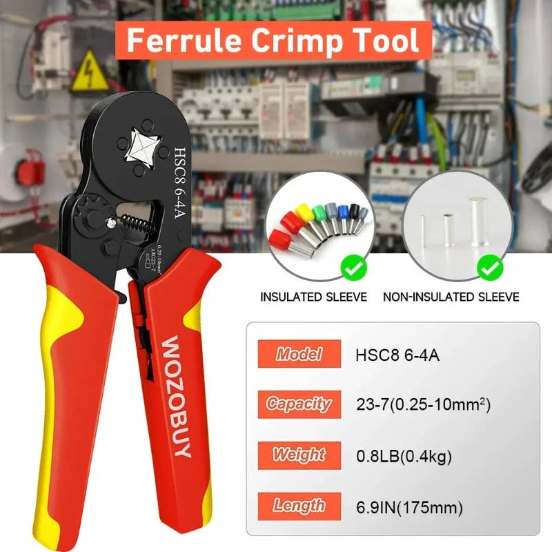 Tubular Terminal Crimper Kit 0.08-16mm² /0.25-10mm² HSC8 6-4/6-6/16-6 Electrical Crimping Pliers Clamp Sets Wire Tips Hand Tools electrical center b2c