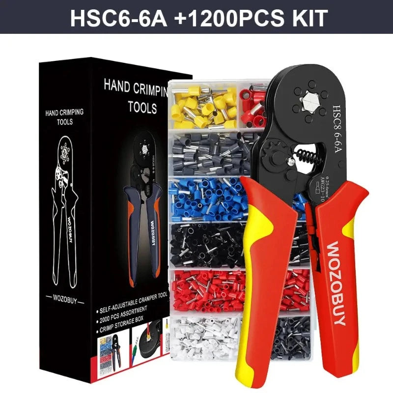 Tubular Terminal Crimper Kit 0.08-16mm² /0.25-10mm² HSC8 6-4/6-6/16-6 Electrical Crimping Pliers Clamp Sets Wire Tips Hand Tools - electrical center b2c