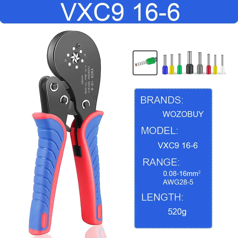 Tubular Terminal Crimper Kit 0.08-16mm² /0.25-10mm² HSC8 6-4/6-6/16-6 Electrical Crimping Pliers Clamp Sets Wire Tips Hand Tools - electrical center b2c