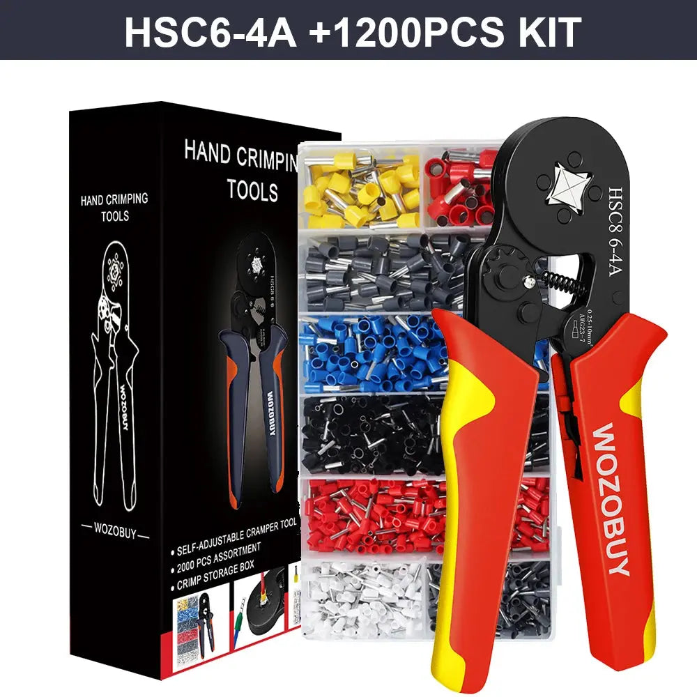 Tubular Terminal Crimper Kit 0.08-16mm² /0.25-10mm² HSC8 6-4/6-6/16-6 Electrical Crimping Pliers Clamp Sets Wire Tips Hand Tools - electrical center b2c