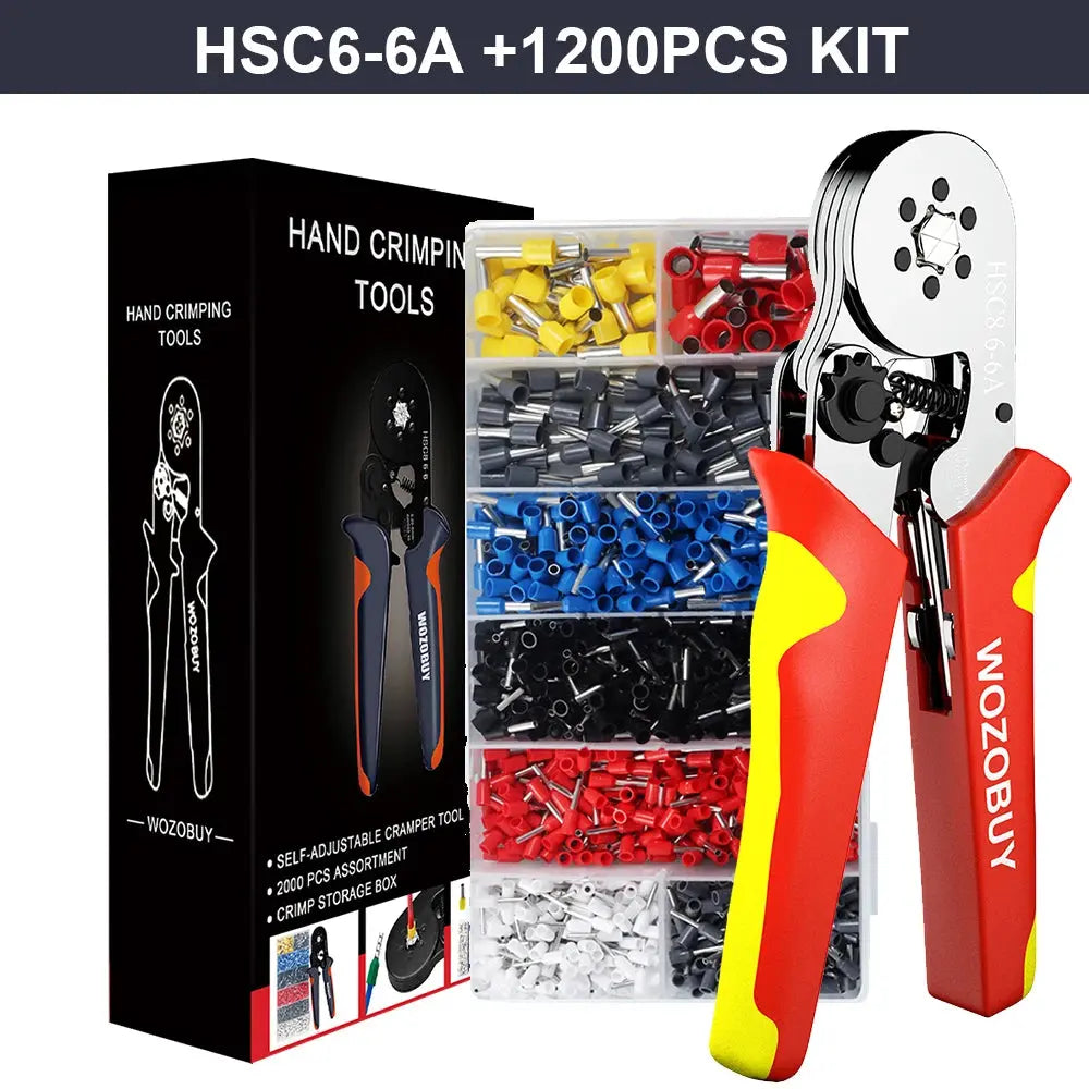 Tubular Terminal Crimper Kit 0.08-16mm² /0.25-10mm² HSC8 6-4/6-6/16-6 Electrical Crimping Pliers Clamp Sets Wire Tips Hand Tools - electrical center b2c