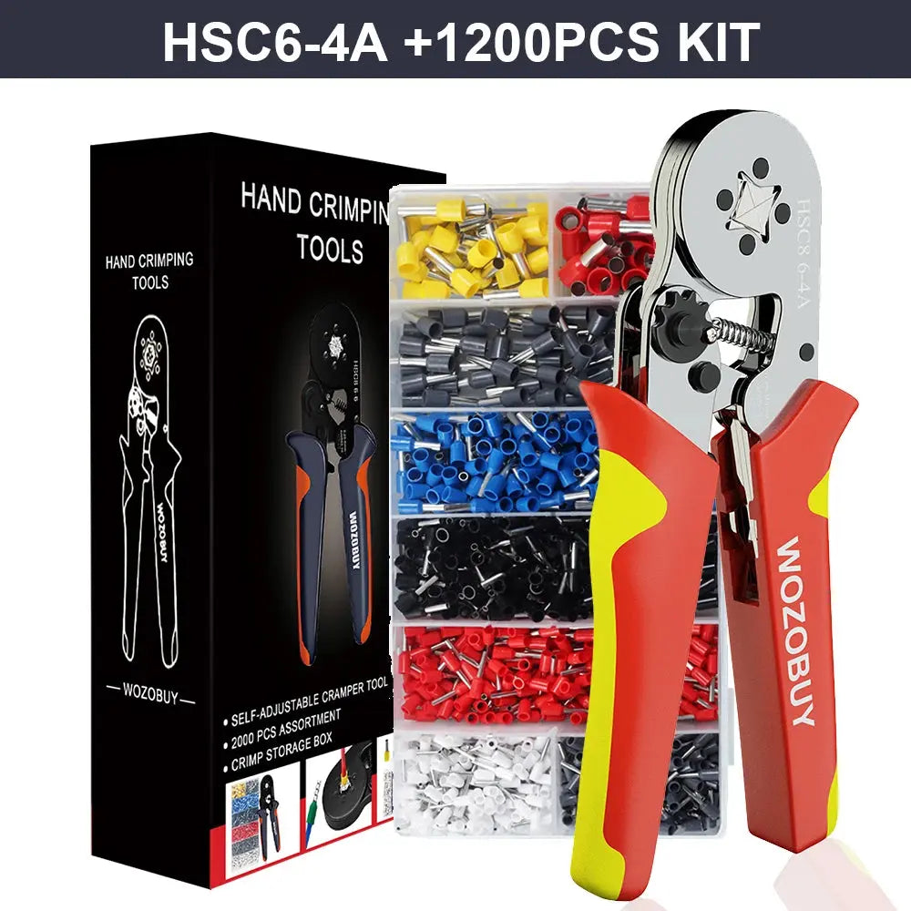 Tubular Terminal Crimper Kit 0.08-16mm² /0.25-10mm² HSC8 6-4/6-6/16-6 Electrical Crimping Pliers Clamp Sets Wire Tips Hand Tools - electrical center b2c