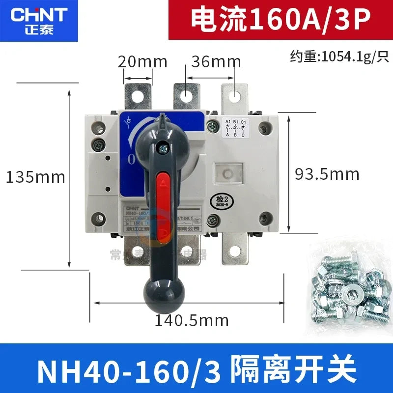 chint nh40 isolator switch,ac690v low voltage main isolation switch,distribution cabinet incoming isolator 3P 160A