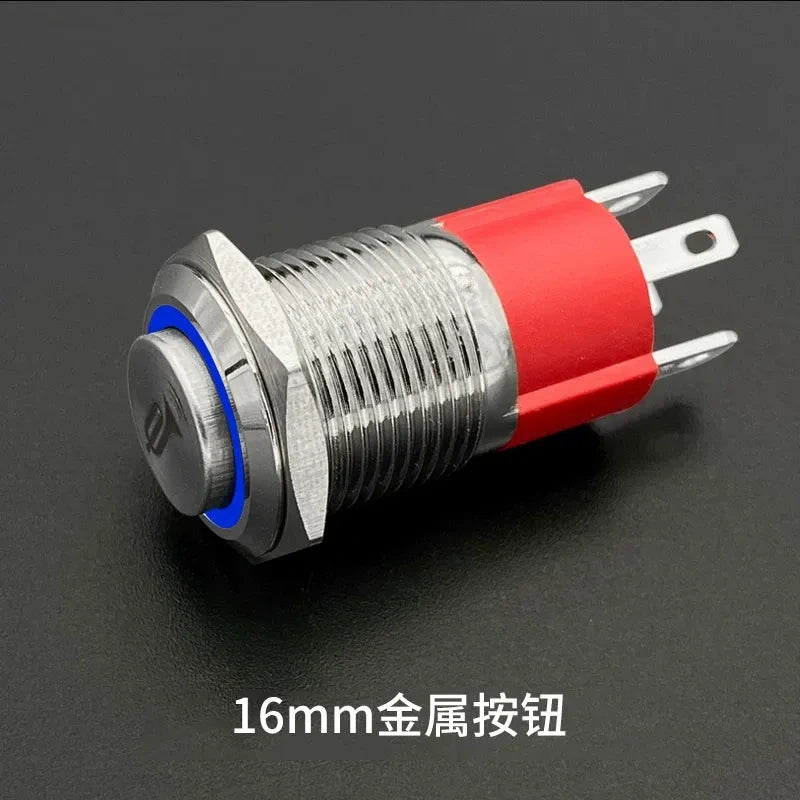 Waterproof Metal Horn Push Button Switch 12V 24V, 10A, LED Light for Automobile Truck RV