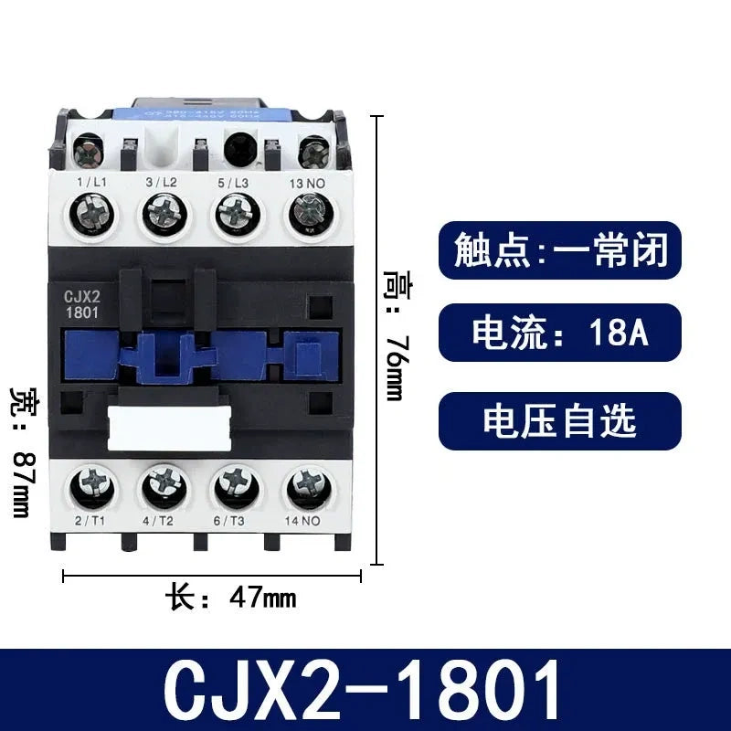 CJX2-1801 18a  contactor, 1nc single phase contactor, CJX2 upgrade version, power switching contactor, 50‑60Hz contactor