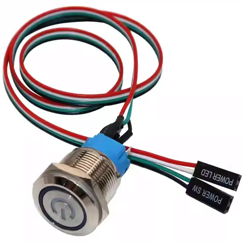 19mm Metal Momentary Push Button Switch – IP65 Waterproof, LED Indicator, Power/SW Cable Included