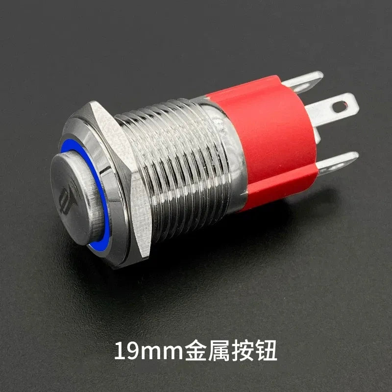 Waterproof Metal Horn Push Button Switch 12V 24V, 10A, LED Light for Automobile Truck RV