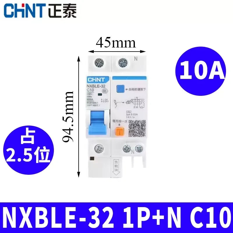CHNT leakage breaker NXBLE-32 1p+n 10a 30mA RCD rcbo