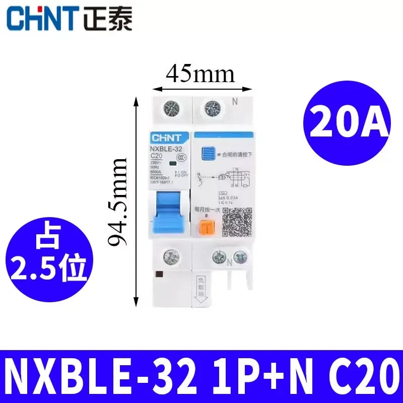 CHNT leakage breaker NXBLE-32 1p+n 20a 30mA RCD rcbo