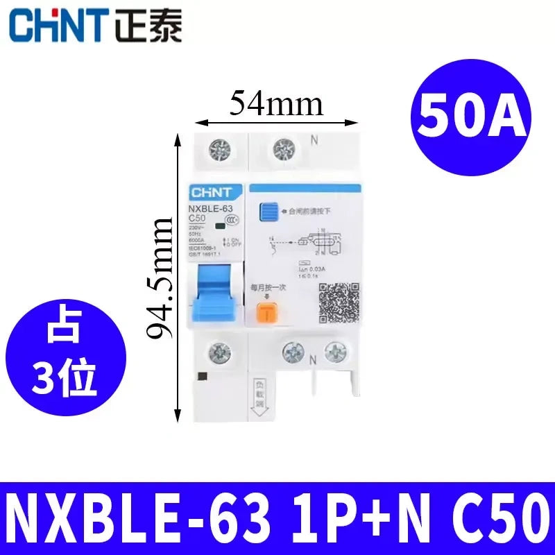 CHNT leakage breaker NXBLE-63 1p+n 50a 30mA RCD rcbo