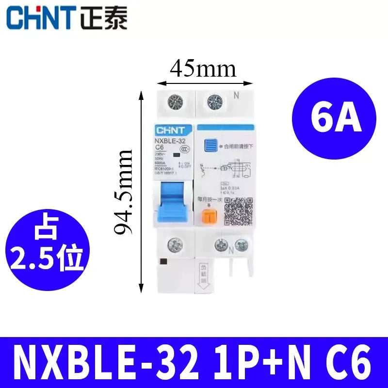CHNT leakage breaker NXBLE-32 1p+n 6a 30mA RCD rcbo