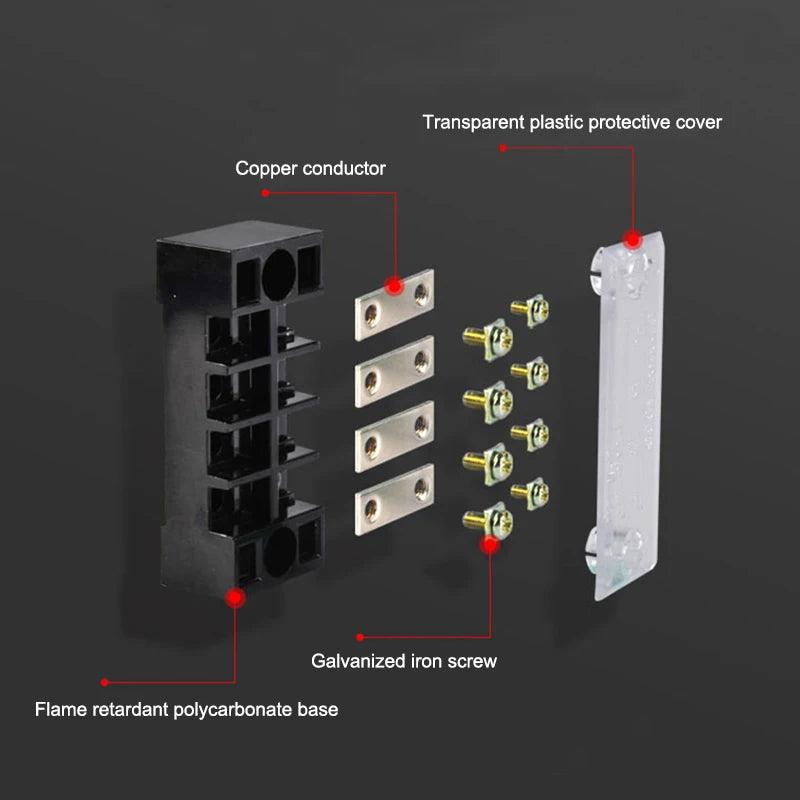 1Pcs Dual Row Strip Barrier Screw Terminal Block Fixed Wire Connector TB-4503/4/5/6/10/12 Positions 600V 45A