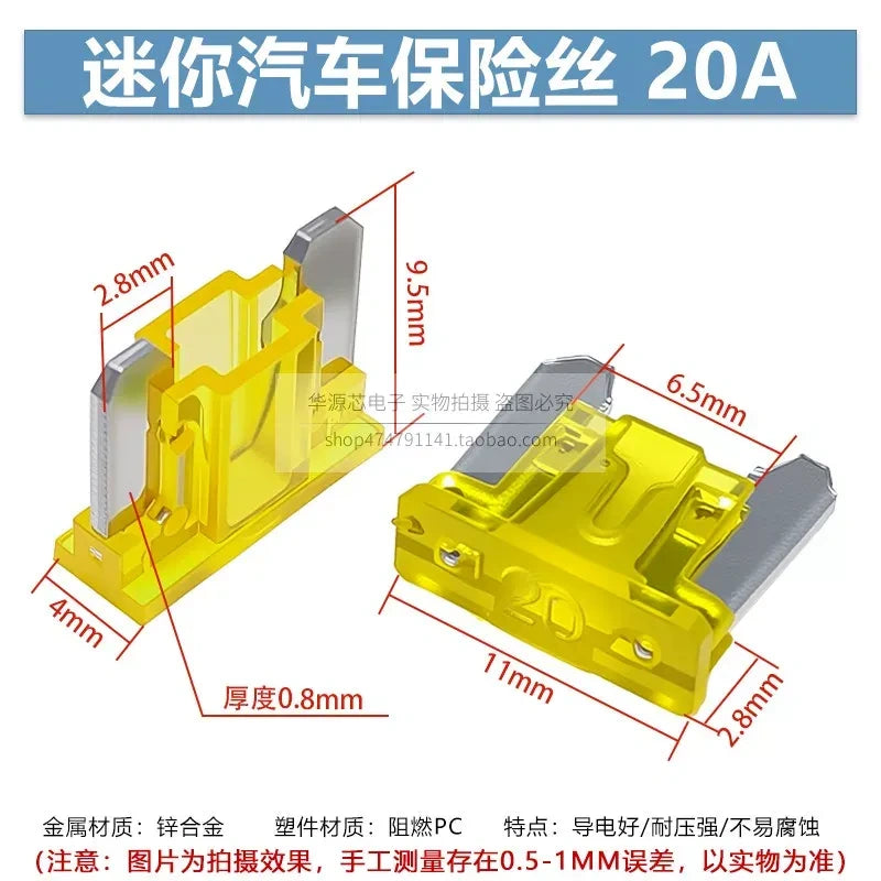Micro Blade Fuse Set,  20a 32V DC Automotive Fuse for Car, Motorcycle, Electric Bike