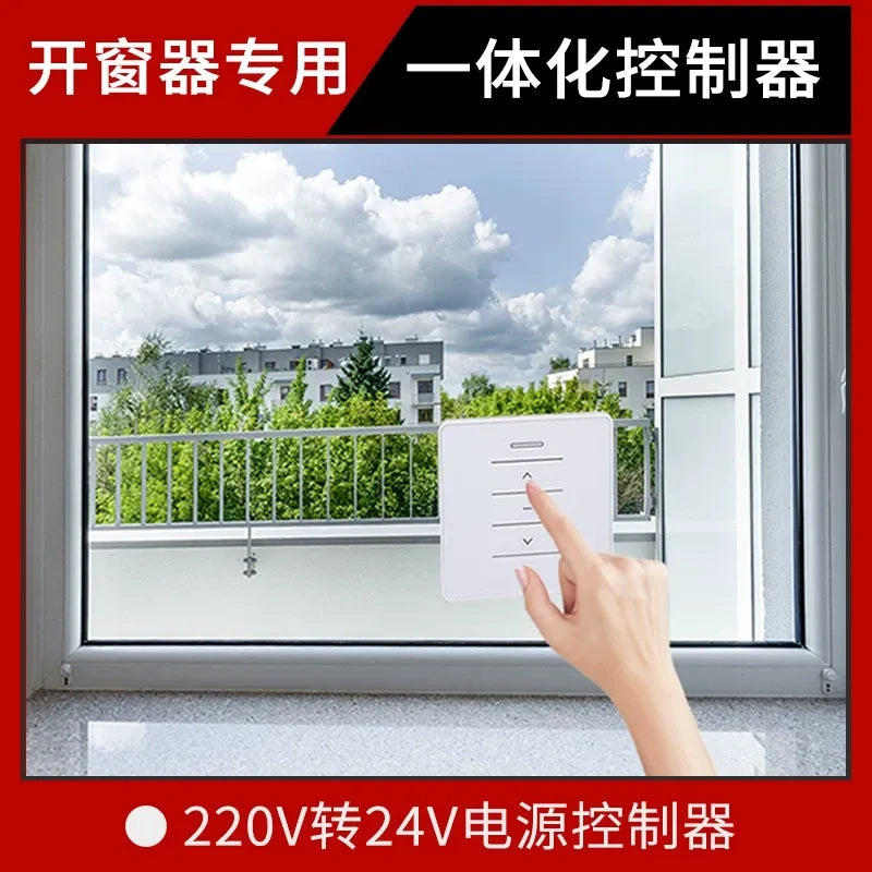 Electric Chain Window Opener, 24V Automatic Window Closer with Rain Sensor, Smart Remote APP Control for Skylight, Casement, Awning Window, 300-1000mm Stroke