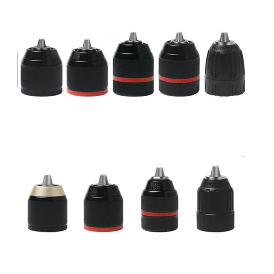 keyless ratchet drill chuck, self locking drill chuck, 3/8 24UNF drill adapter, 1/2 20UNF quick change chuck, cordless drill replacement chuck, angle grinder to drill converter chuck, 0.8-10mm 1.5-13mm drill bit holder